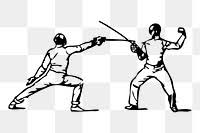 Fencing png, vintage sport illustration ...